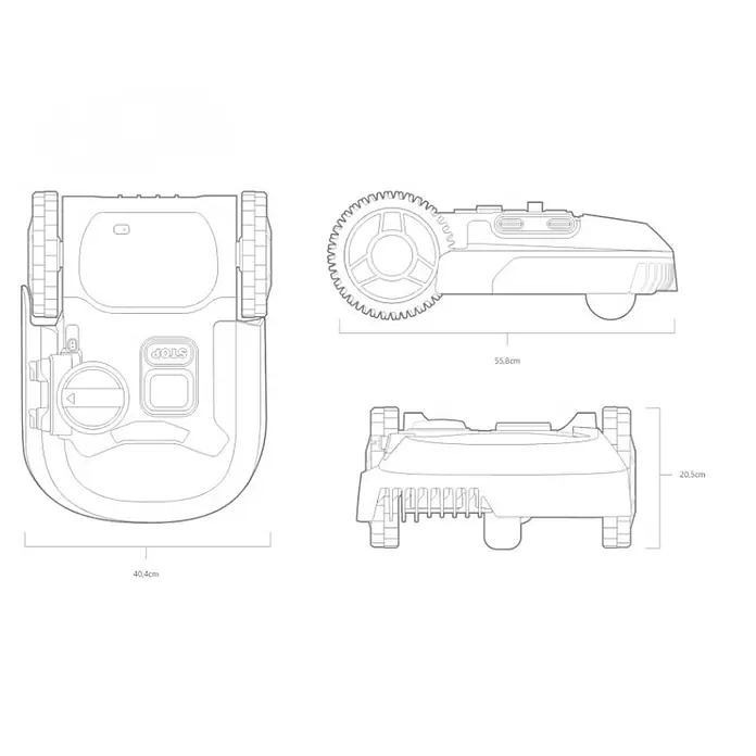 Bosch Mähroboter M700 - 20 V, Li-Ionen, 2 Ah, 1 Akku, Max. Flächenempfehlung: 700 m² - Skizze