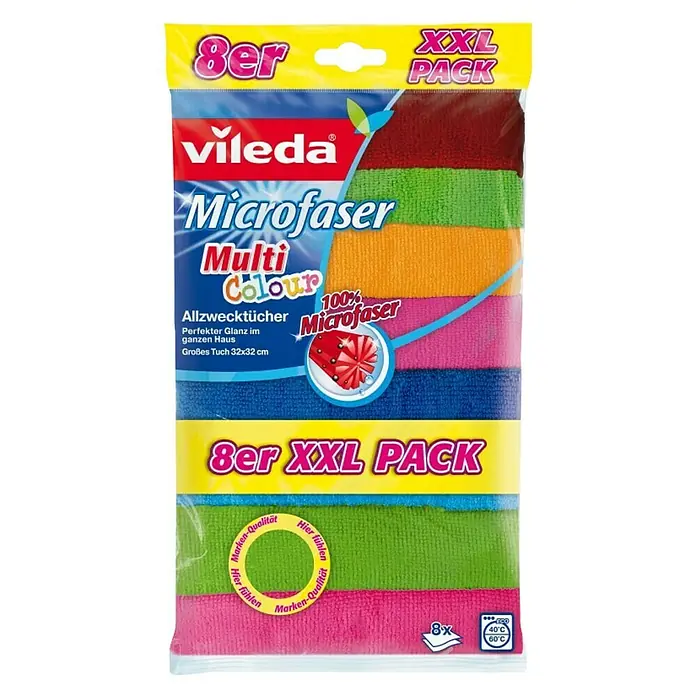 Vileda Krpe od mikrovlakana Multi Colour - 8 kom, Mikrovlakna - Pogled sprijeda