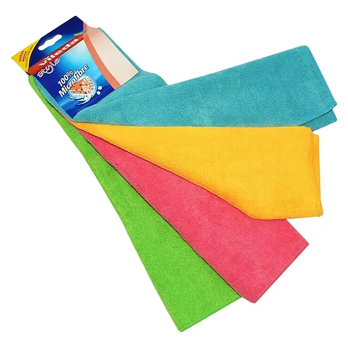 Vileda Bayeta de microfibra Style - 4 uds., Microfibra, Multicolor, Verde, Rosa, Amarillo, Azul - Vista superior