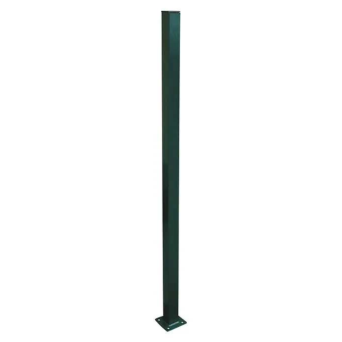 Reta Stup za ograde M s bazom - D x Š x V: 5 x 5 x 123 cm, Zelene boje, Metal - Pogled sprijeda