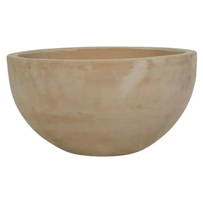 Okrugla tegla za cvijeće BOWL - Vanjska dimenzija (ø x V): 34 x 18 cm, prirodni materijali, Smeđe boje - Pogled sprijeda