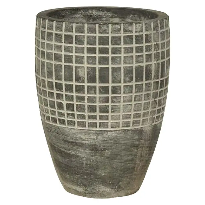 Tegla za cvijeće s mozaikom - Vanjska dimenzija (ø x V): 25 x 33 cm, Beton, Sive boje - Pogled sprijeda