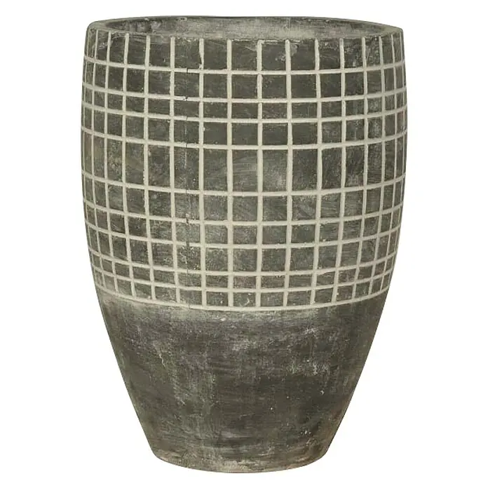 Tegla za cvijeće s mozaikom - Vanjska dimenzija (ø x V): 36 x 48,5 cm, Beton, Sive boje - Pogled sprijeda