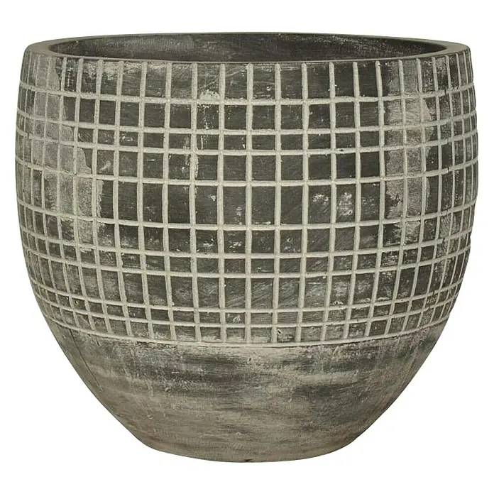 Tegla za cvijeće s mozaikom - Vanjska dimenzija (ø x V): 38,5 x 45 cm, Beton, Sive boje - Pogled sprijeda