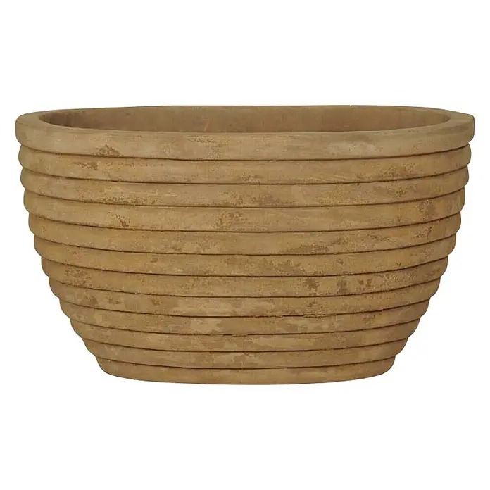 Okrugla tegla za cvijeće sa prugama - Vanjska dimenzija (ø x V): 37 x 56 cm, prirodni materijali, Terakota - Pogled sprijeda