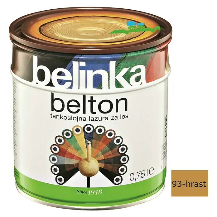 Lazura za zaštitu drva Belinka Belton - Boja: Hrast, 750 ml - Pogled sprijeda
