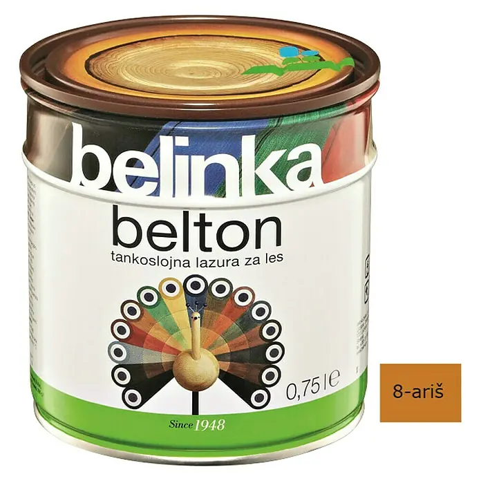 Lazura za zaštitu drva Belinka Belton - Boja: Ariš, 750 ml - Pogled sprijeda