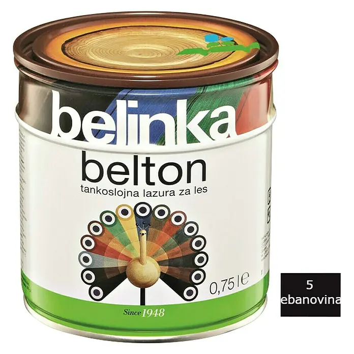 Lazura za zaštitu drva Belinka Belton - Boja: Ebanovina, 750 ml - Pogled sprijeda