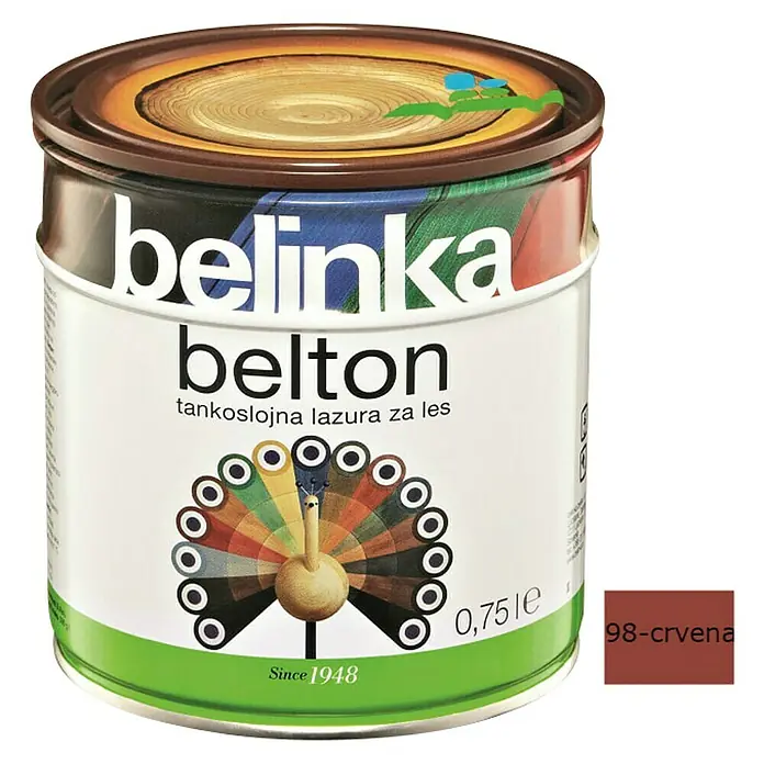 Lazura za zaštitu drva Belinka Belton - Boja: Crvene boje, 750 ml - Pogled sprijeda