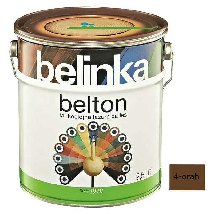 Lazura za zaštitu drva Belinka Belton - Boja: Orah, 2,5 l - Pogled sprijeda