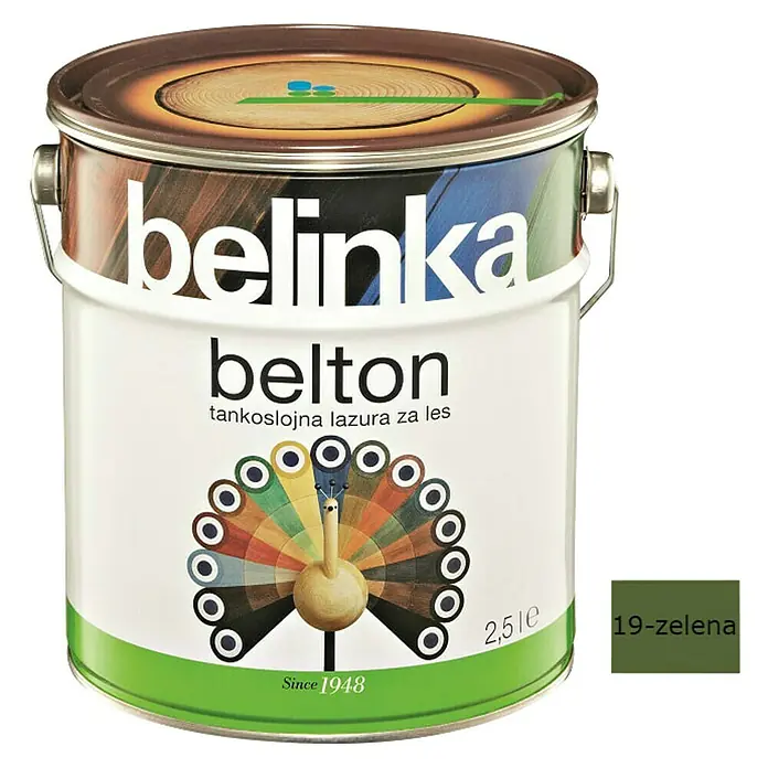 Lazura za zaštitu drva Belinka Belton - Boja: Zelene boje, 2,5 l - Pogled sprijeda
