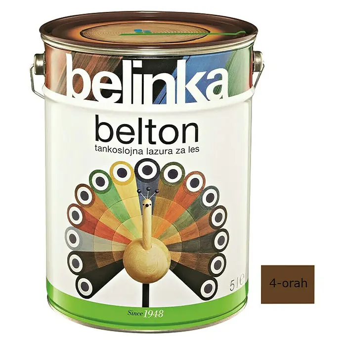 Lazura za zaštitu drva Belinka Belton - Boja: Orah, 5 l - Pogled sprijeda