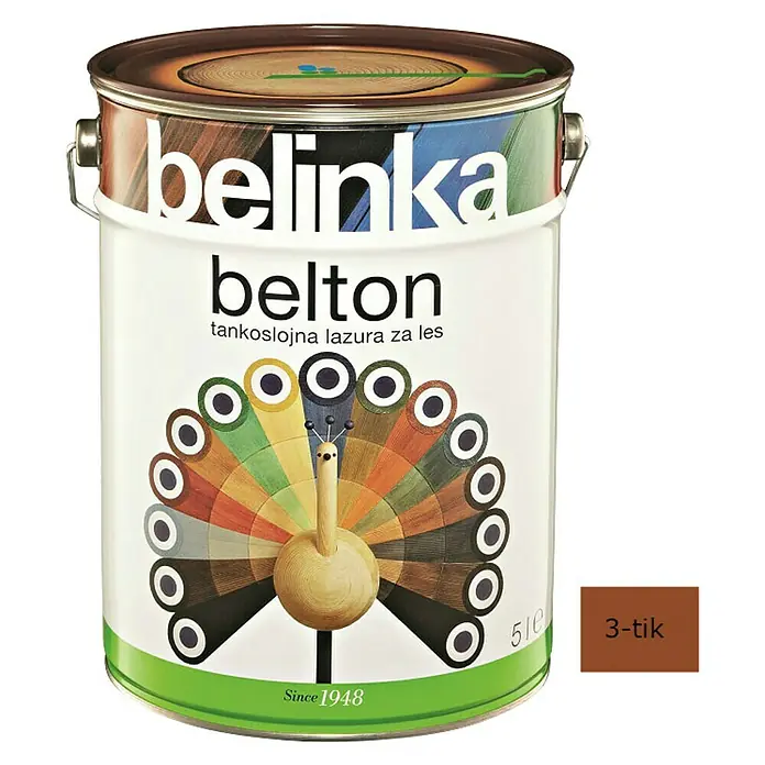 Lazura za zaštitu drva Belinka Belton - Boja: Tikovina, 5 l - Pogled sprijeda