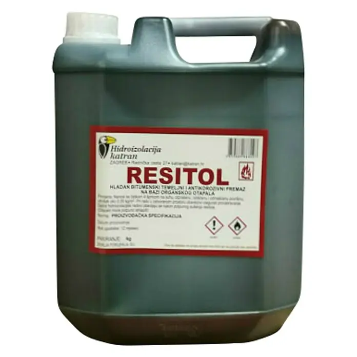 Katran Bitumenski temeljni premaz Resitol, 9 kg - Crne boje - Pogled sprijeda