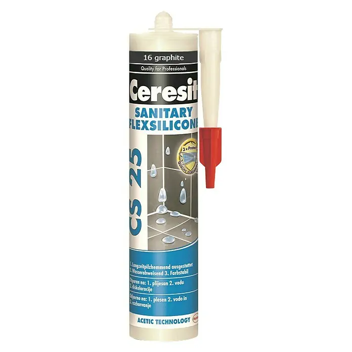 Ceresit Sanitarni silikon - Boja: Graphite, 300 ml - Pogled sprijeda