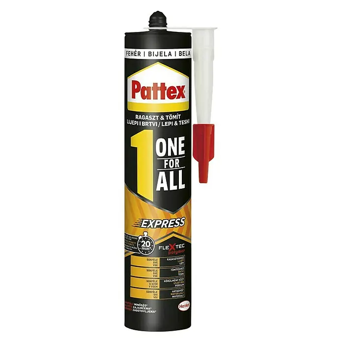 Pattex Univerzalno ljepilo One For All Express - 390 g, Kartuša - Pogled sprijeda