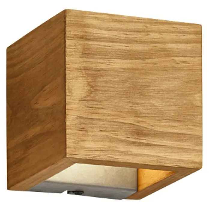 Trio Lighting Brad Plafón LED para pared y techo Brad - 4 W, L x An x Al: 11 x 11 x 11 cm, Madera, Blanco cálido - Vista angular