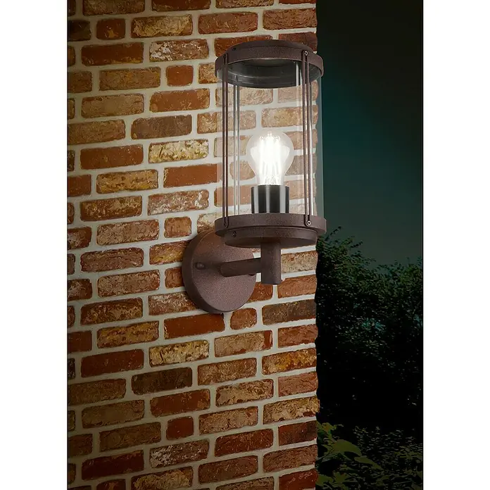 Aplique exterior Tanaro - 40 W, 14 x 20 x 31 cm, Marrón, IP44 - Foto ambiente