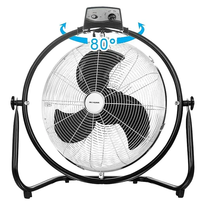 Proklima Vloerventilator - Zilver/Zwart, 45 cm, 100 W, 5.340 m³/u - Vooraanzicht