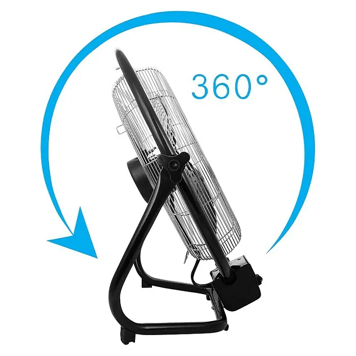 Proklima Vloerventilator - Zilver/Zwart, 45 cm, 100 W, 5.340 m³/u - Zijaanzicht rechts