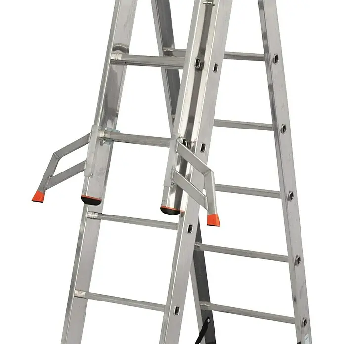 Krause Monto Višenamjenske ljestve na izvlačenje - Funkcija stepenica, Radna visina: 9,3 m, 3 x 12 prečki, Aluminij - Dijagonalni pogled