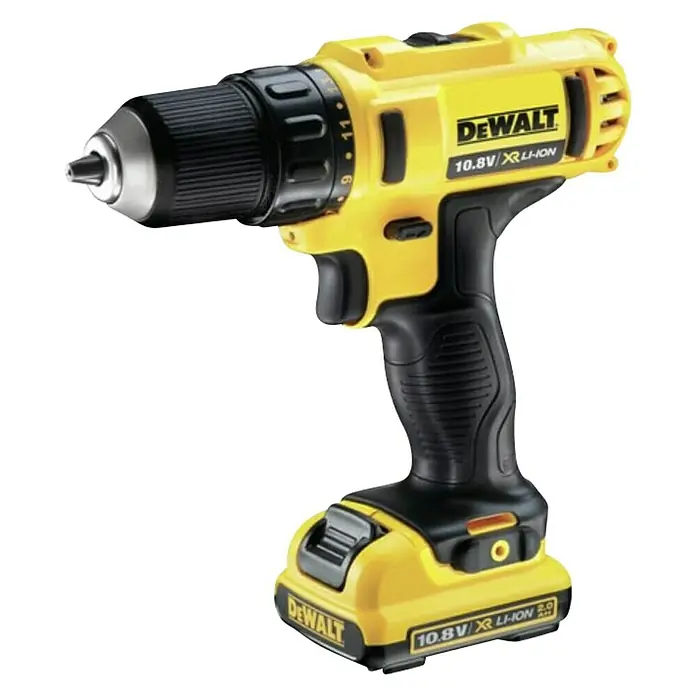 Dewalt Akumulatorska bušilica/odvijač DCD710D2 - 12 V, 2 baterije, 2 Ah, 400 okr/min - 1.500 okr/min - Dijagonalni pogled