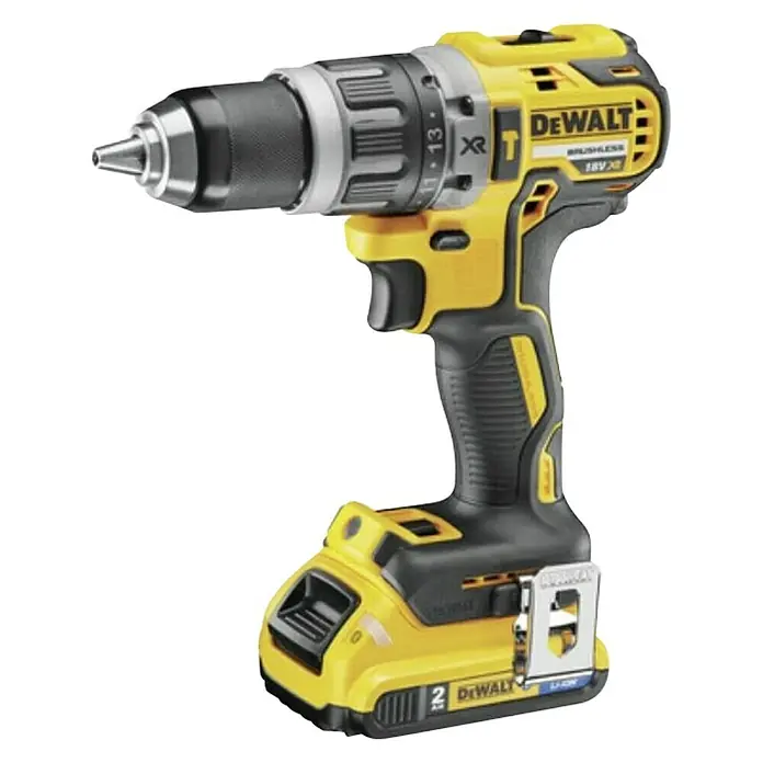 Dewalt Akumulatorska udarna bušilica/odvijač DCD796D2 - 18 V, 2 Ah, 2 baterije, 550 okr/min - 2.000 okr/min - Dijagonalni pogled