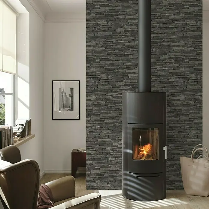 AS Creation Elements Flis tapeta - Sivo-crne boje, Izgled kamena, D x Š: 10,05 x 0,53 m - Živopisni prikaz