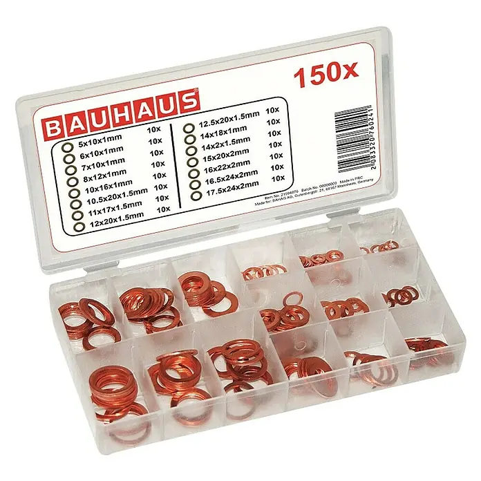BAUHAUS Set rezervnih brtvi - 150 kom, Bakar - Pogled odozgo