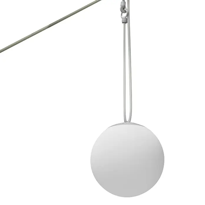 BAUHAUS Napelemes függőlámpa - Átmérő: 30 cm, Szürke, fehér, IP44 - Elülső nézet