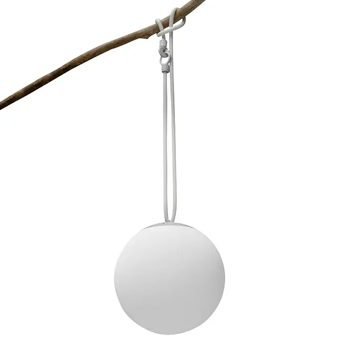 BAUHAUS Napelemes függőlámpa - Átmérő: 30 cm, Szürke, fehér, IP44 - Szögletes nézet