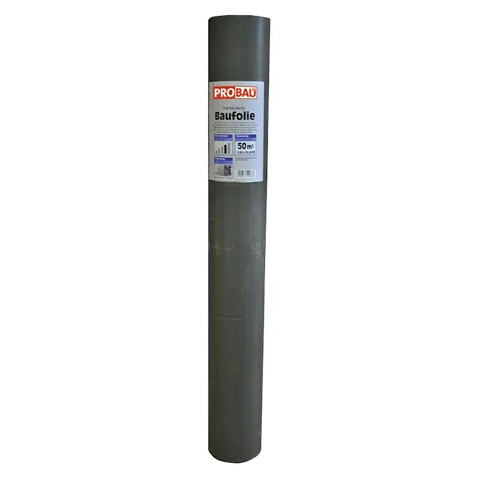 Probau Građevinska folija - 25 m x 2 m x 0,1 mm, Polietilen, Prozirno - Pogled sprijeda