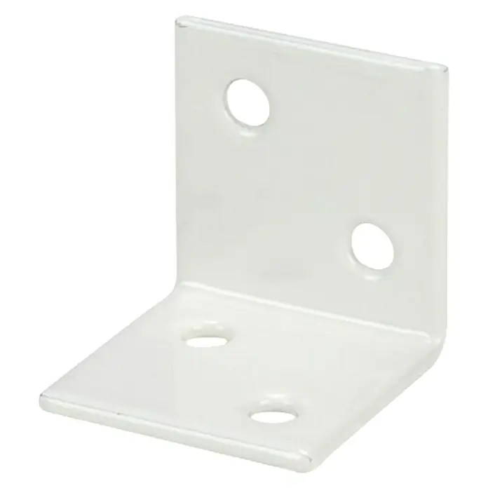 Stabilit Široki kutnik - 30 x 30 mm, Bijele boje, Čelik, 4 provrta - Dijagonalni pogled