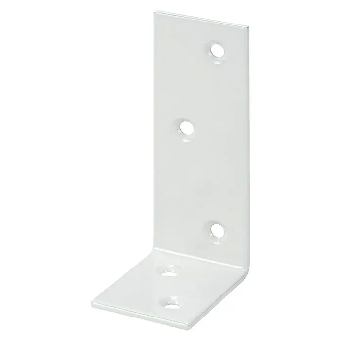 Stabilit Balkenwinkel - L x B x H: 100 x 75 x 30 mm, Stahl, Weiß - Diagonale Ansicht
