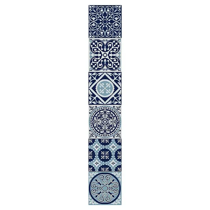 Vinilo para azulejos - 15 x 15 cm, 6 piezas, Gris/Azul - Vista frontal