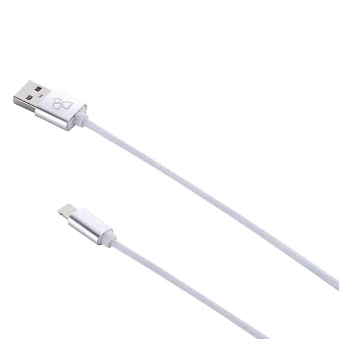 BAUHAUS USB kabel za punjenje - Bijele boje, 1 m, USB A utikač, utikač Lightning - Dijagonalni pogled