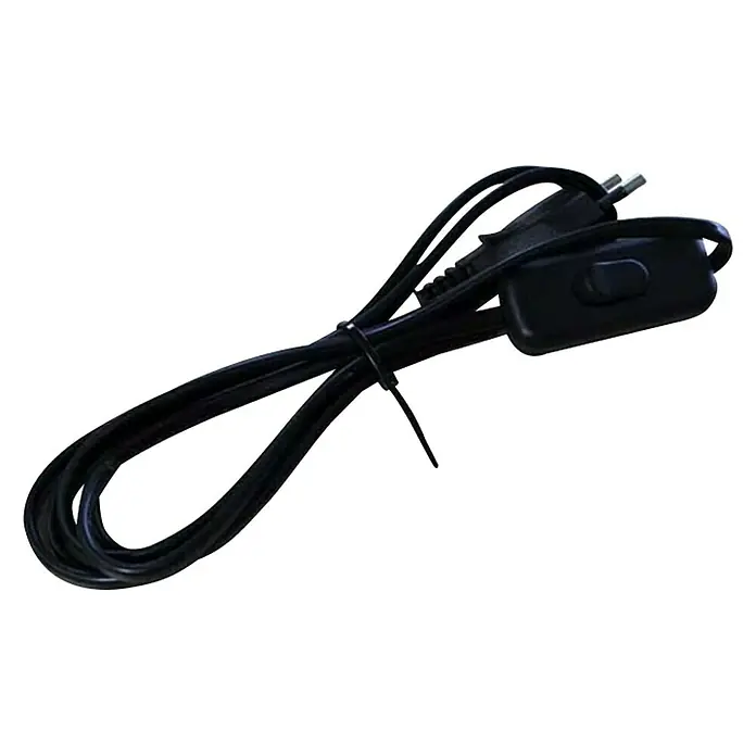 Priključni kabel s prekidačem - 3 m, Crne boje - Dijagonalni pogled