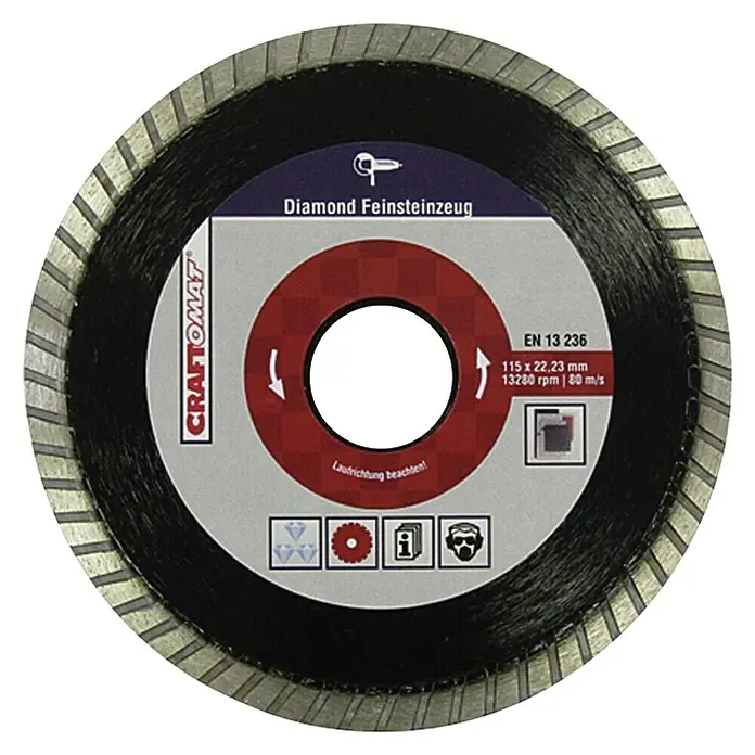 Craftomat Dijamantna rezna ploča - Kamene pločice, Promjer rezne ploče: 115 mm, Debljina plohe: 1,4 mm - Pogled odozgo