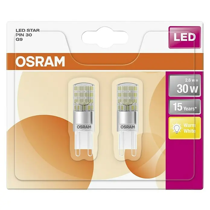 Osram Star LED-Leuchtmittel Pin G9 - G9, 2,6 W, T15, 320 lm, 2 Stk. - Draufsicht