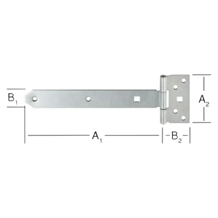 Stabilit Bisagra en T - Medidas cinta: 300 x 38 mm, Zincado - Vista frontal
