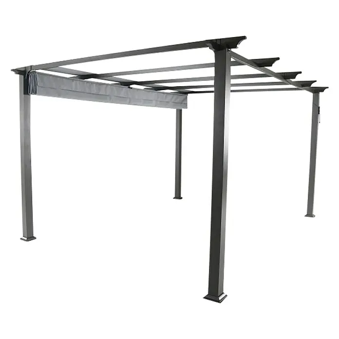 Sunfun Paviljon sa sjenilom na namatanje Kreta - D x Š x V: 333 x 418 x 235 cm, Antracit, Svijetlosive boje - Dijagonalni pogled