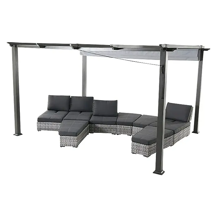 Sunfun Paviljon sa sjenilom na namatanje Kreta - D x Š x V: 333 x 418 x 235 cm, Antracit, Svijetlosive boje - Dijagonalni pogled