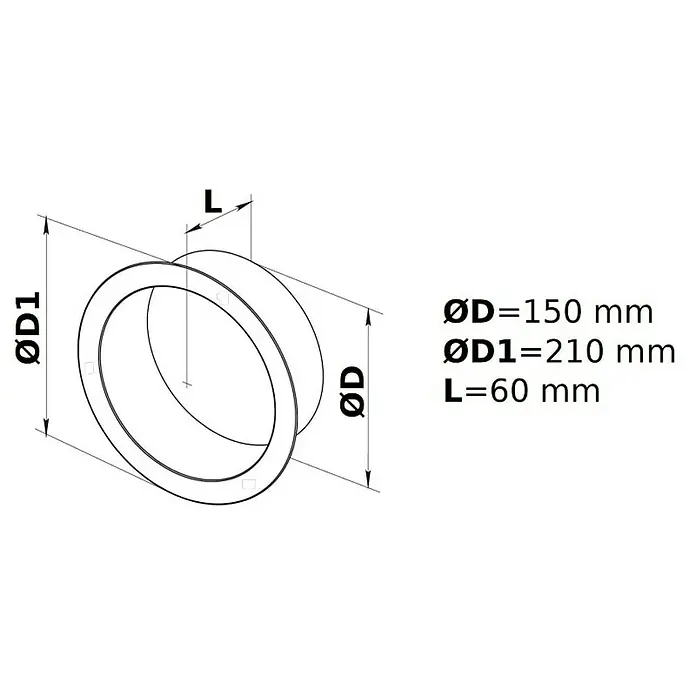 Vafra Rozeta za dimovodnu cijev - Promjer: 150 mm - Skica