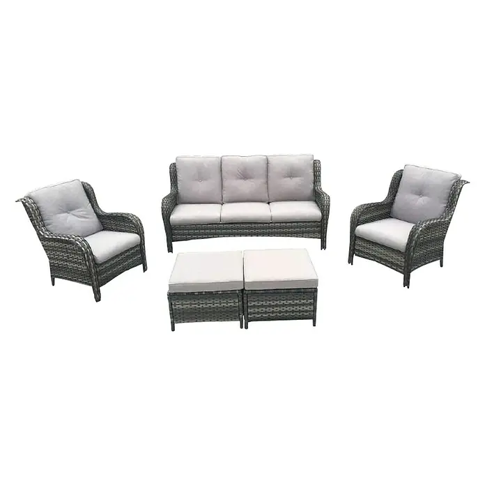 Set lounge namještaja Pinehurst - 5-dij., Poliratan, Čelik, Smeđe boje - Pogled sprijeda