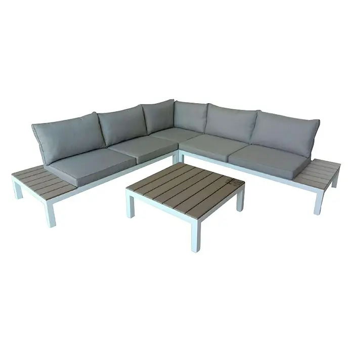 Set lounge namještaja Mila - 2-dij., Aluminij, Svijetlosive boje - Dijagonalni pogled