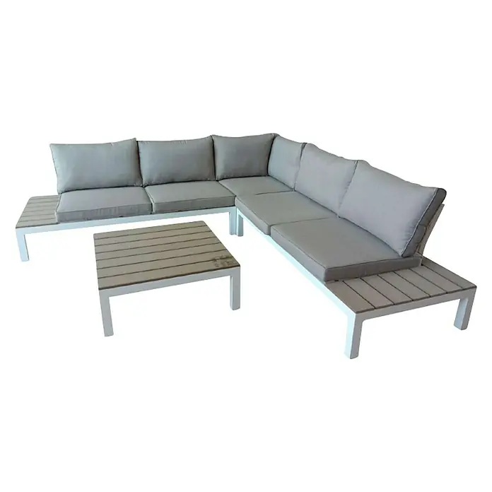 Set lounge namještaja Mila - 2-dij., Aluminij, Svijetlosive boje - Dijagonalni pogled