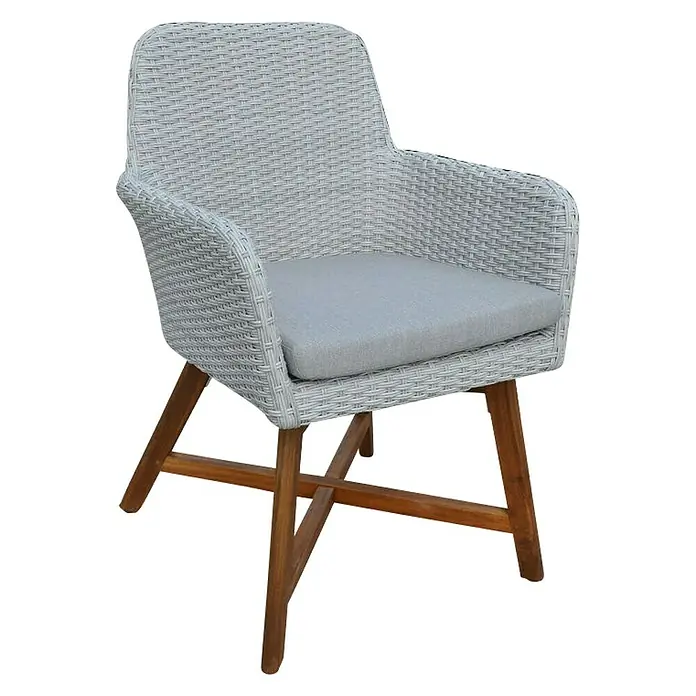 Sunfun Vrtna fotelja Neele - Š x D x V: 60 x 62 x 86 cm, Svijetlosive boje, Natur - Dijagonalni pogled