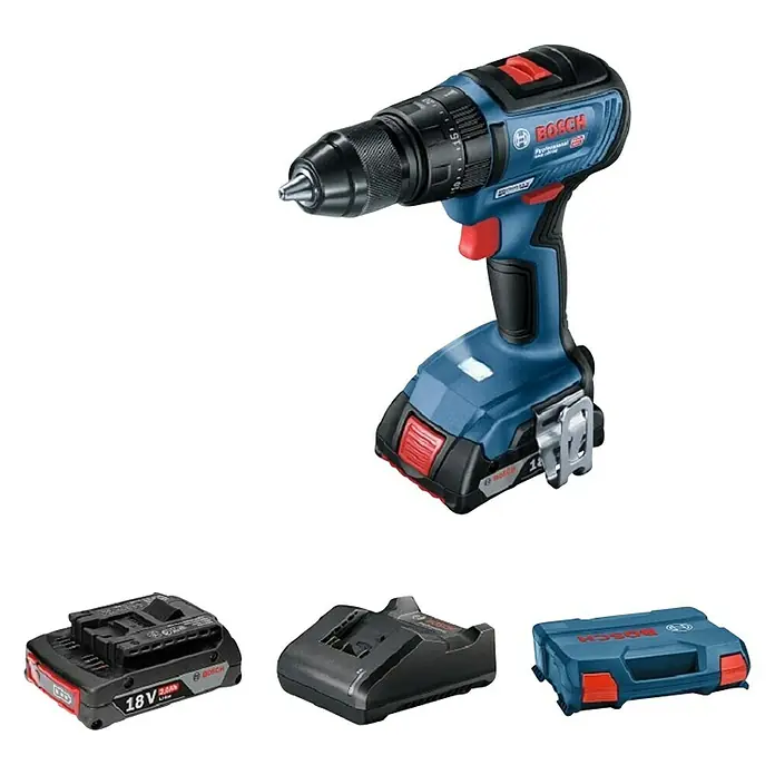 Bosch Professional Akumulatorska udarna bušilica GSB 18V-50 - 18 V, 2 baterije, 2 Ah, Broj okretaja pri praznom hodu: 0 okr/min - 1.800 okr/min - Dijagonalni pogled