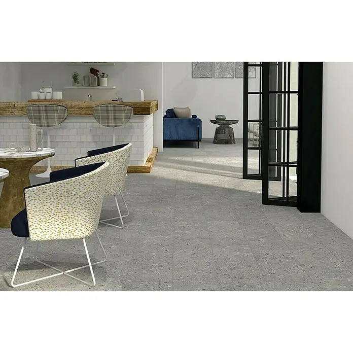 Gorenje Keramika Porculanska pločica Terrazzo - D x Š: 60 x 30 cm, Tamno sive boje, Mat - Živopisni prikaz