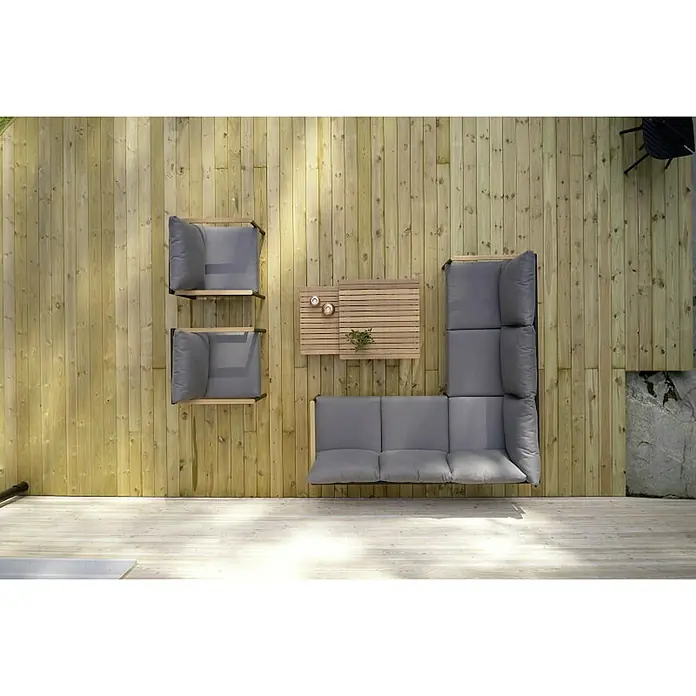 SENSUM Set lounge namještaja - 3-dij., Aluminij/eukaliptus, Antracit-svijetli eukaliptus - Živopisni prikaz